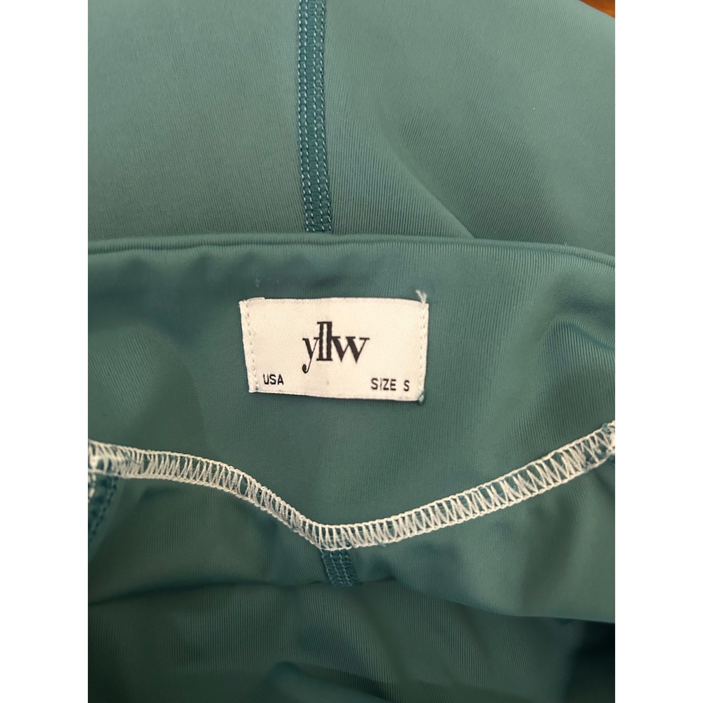 YLLW Teal Blue Active Romper Womens Size S Biker Bodysuit Piping - Picture 14 of 16